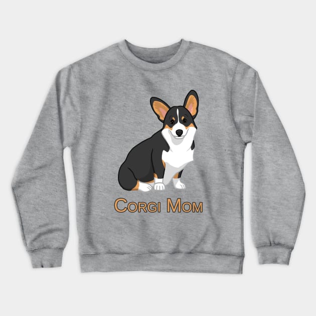 Cute Black Tricolor Pembroke Corgi Dog Mom Crewneck Sweatshirt by csforest